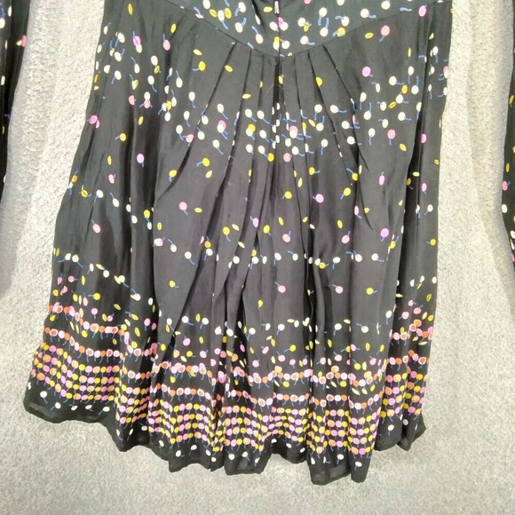 free people Coryn Open Back Dress Womens Sz 2 Black Multi Dot Long Sleeve Cutout - Picture 11 of 12